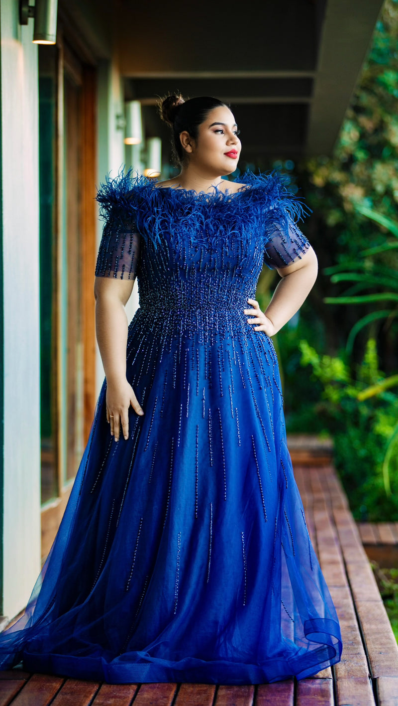Feather Fancy Dark Blue Gown (XXL) Feather Fancy Dark Blue Gown (XXL)