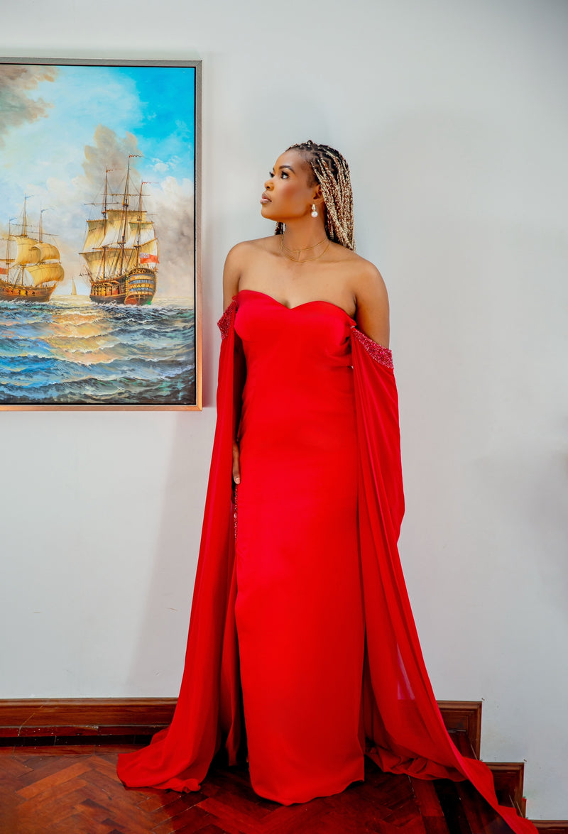 Red Flowy Sleeves Maxi Dress (L) Teu Closet Red Flowy Sleeves Maxi Dress (L) Teu Closet