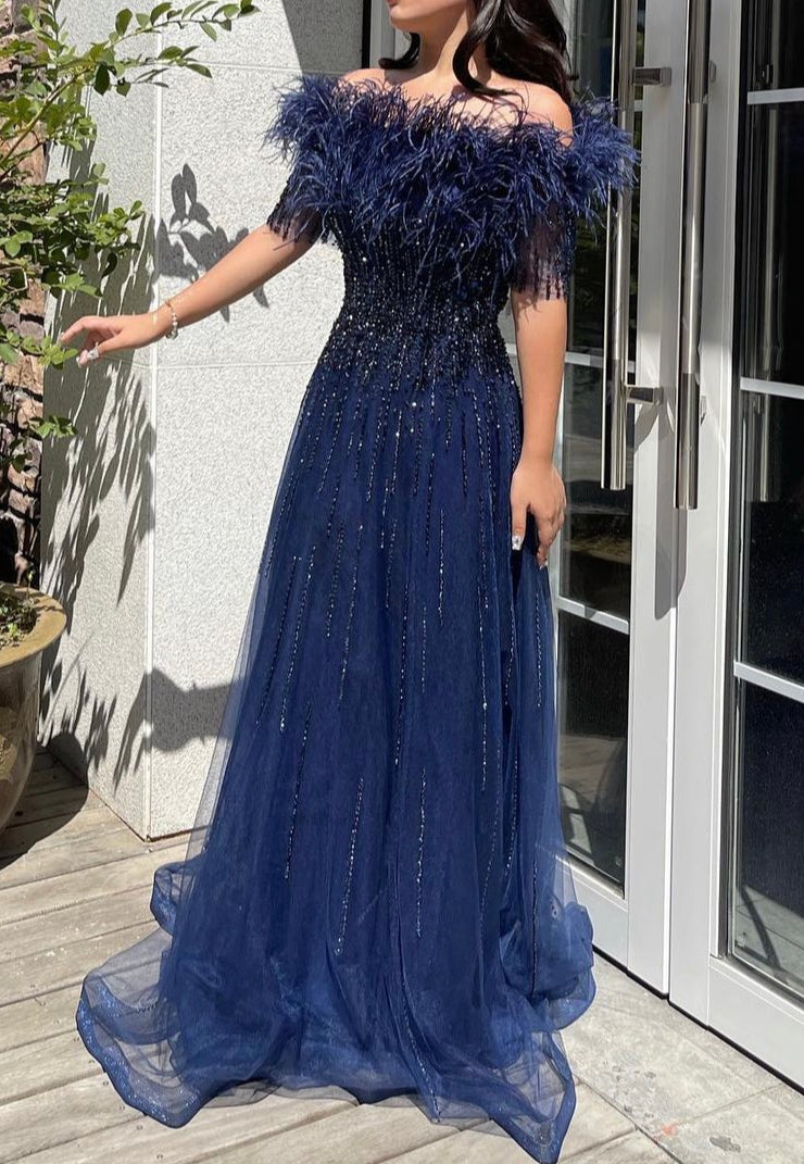 Feather Fancy Dark Blue Gown (XXL) Feather Fancy Dark Blue Gown (XXL)