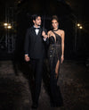 Lux Black Embroidered Gown (M)