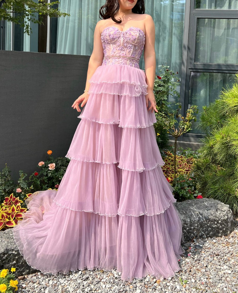 Pink Ruffle Lyla Gown (S)