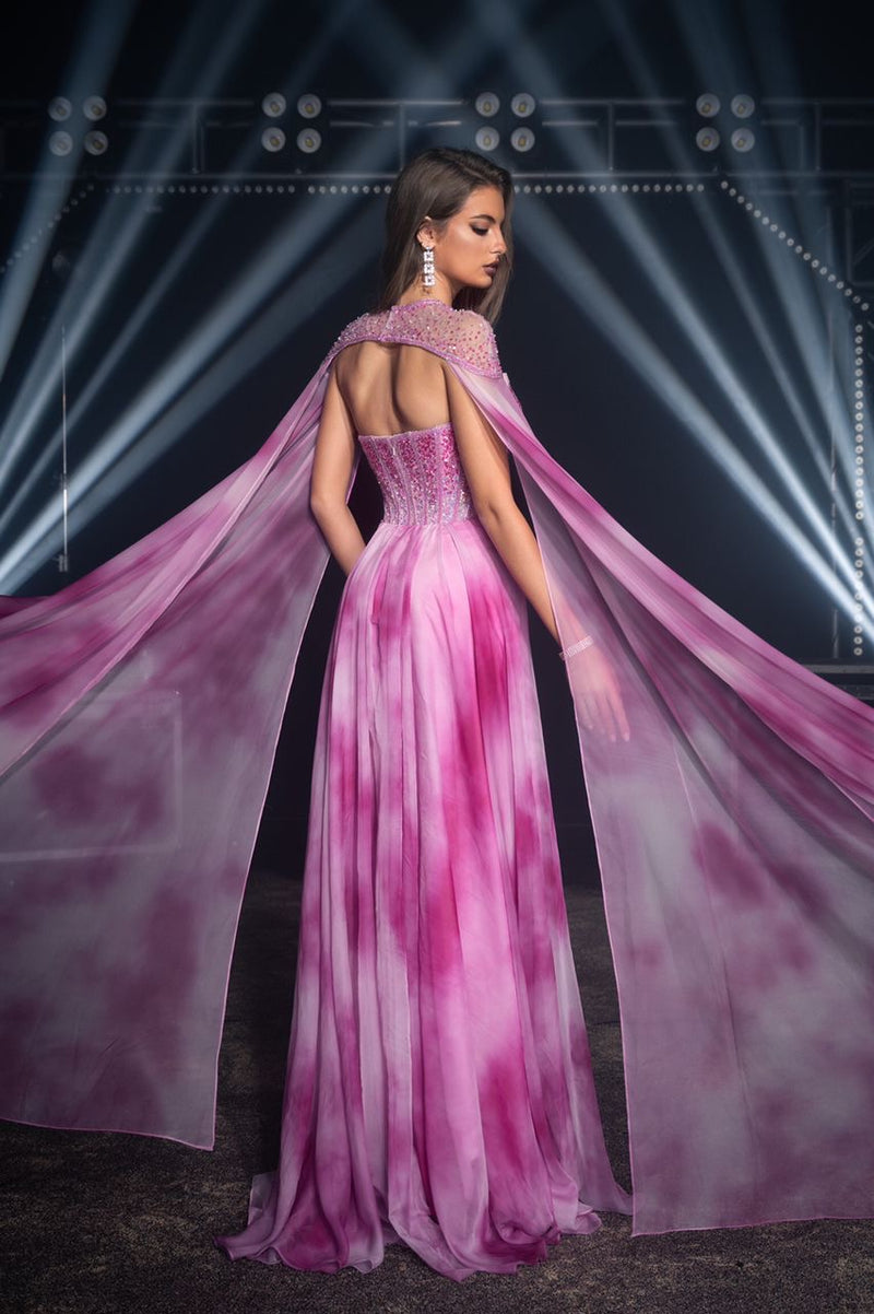 Lux Pink Gown with Cape (M)