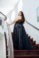 Lux Black One Shoulder Tulle Gown (XXL)