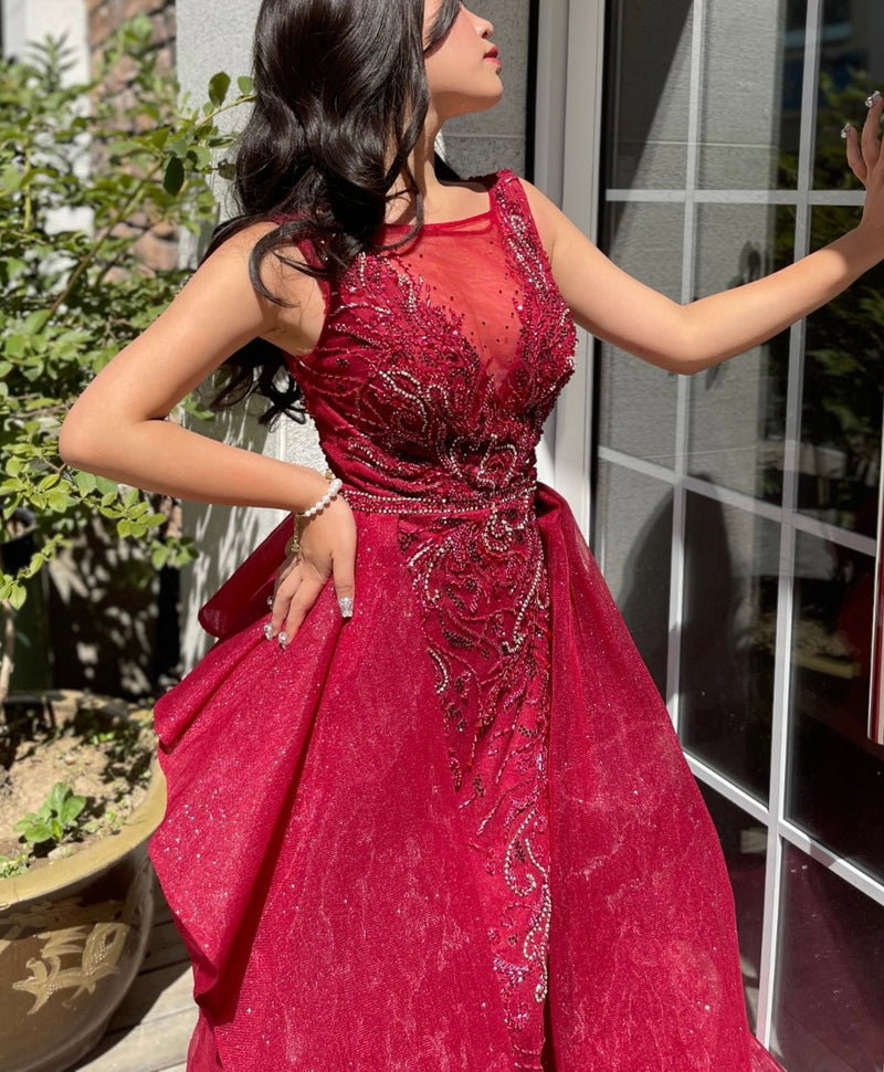 Red Layered Maxi Gown (XL)