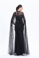 Black Cape Embroidered Gown (XS)