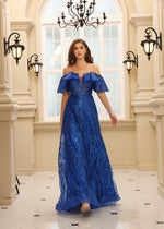 Royal Blue Off Shoulder Sparkle Gown (S)