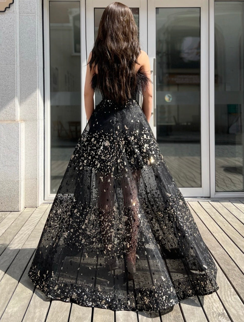 Plus Black Feather Lux Gown (XL)