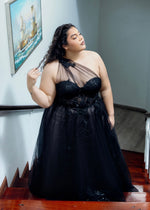 Lux Black One Shoulder Tulle Gown (XXL)