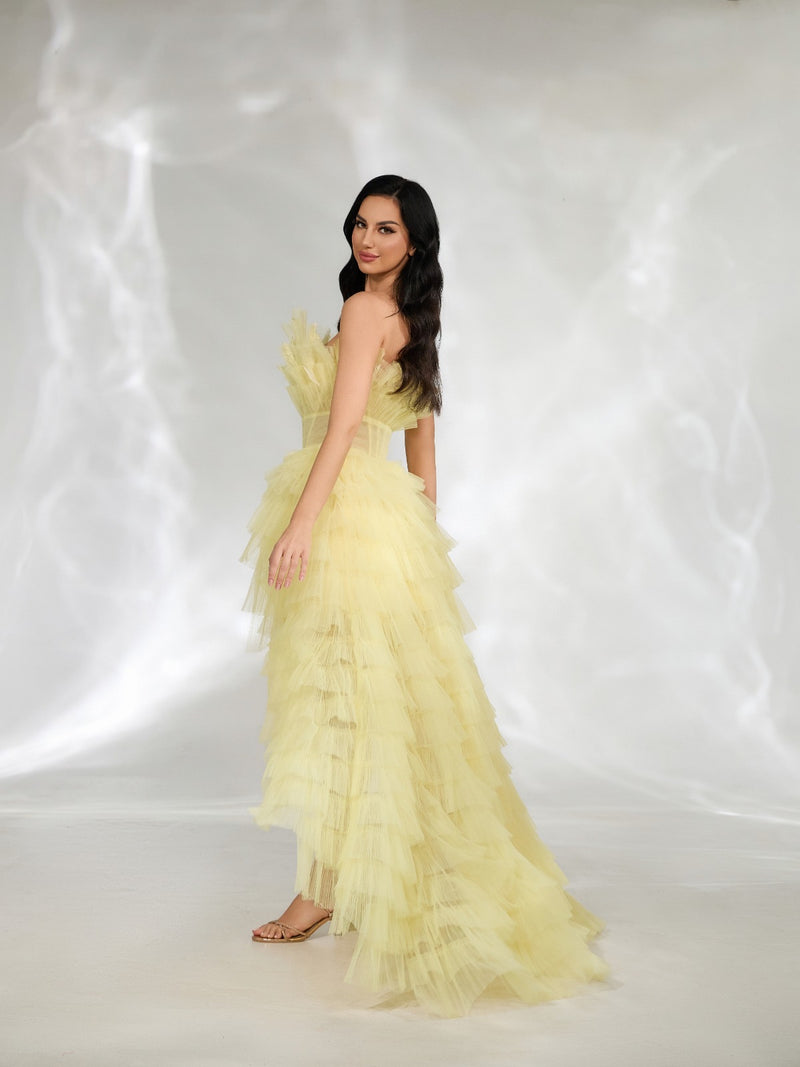 Yellow Sunflower Layered Gown (M)