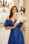 Royal Blue Off Shoulder Sparkle Gown (S)
