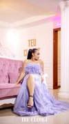 Blue Feather Maxi Gown (M)