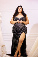 Plus Black Silver Maxi Gown (XXL)