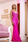 Pink Bejeweled Maxi Gown (XS)