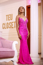 Pink Bejeweled Maxi Gown (XS)