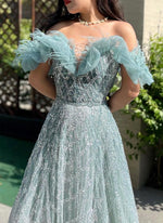 Off Shoulder Feather Detail Gown (M)