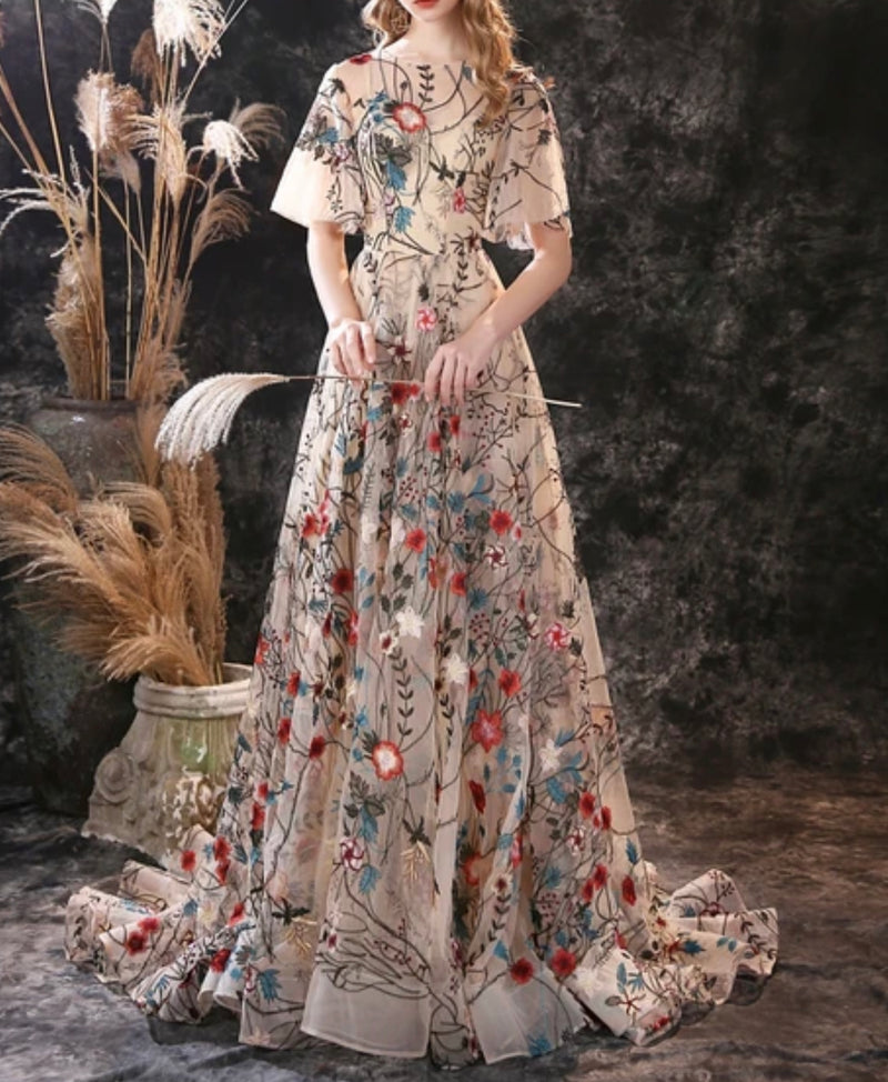 Floral Embroidery Maxi Dress (XL)