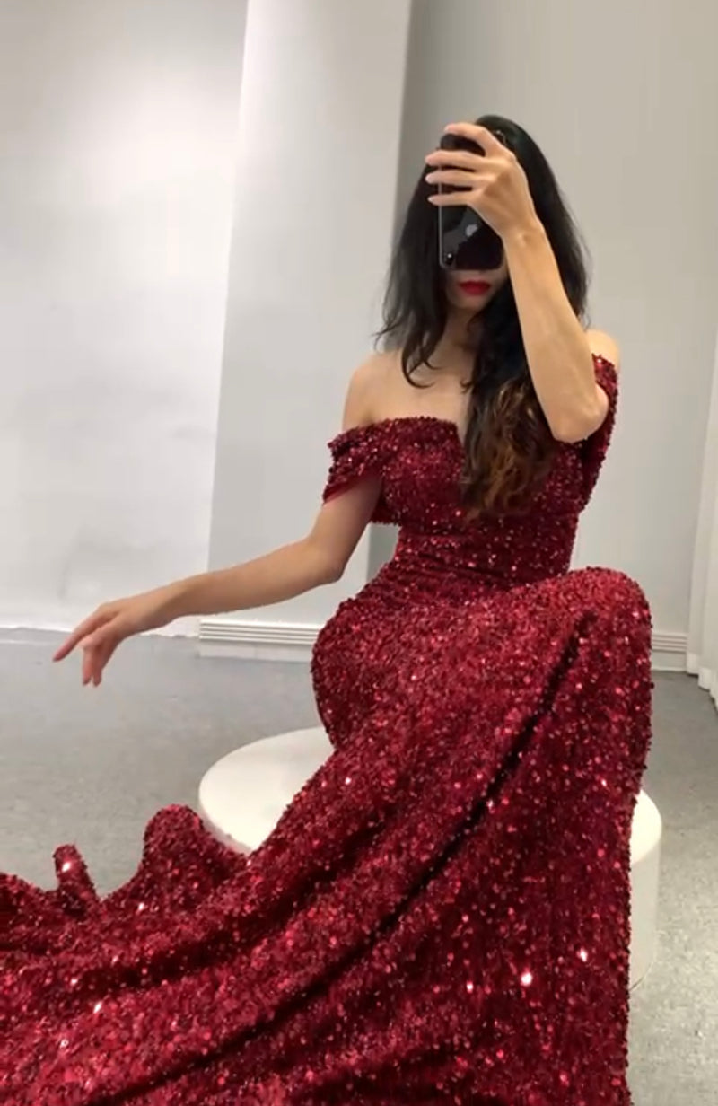 Selma Red Off the Shoulder Maxi (M)