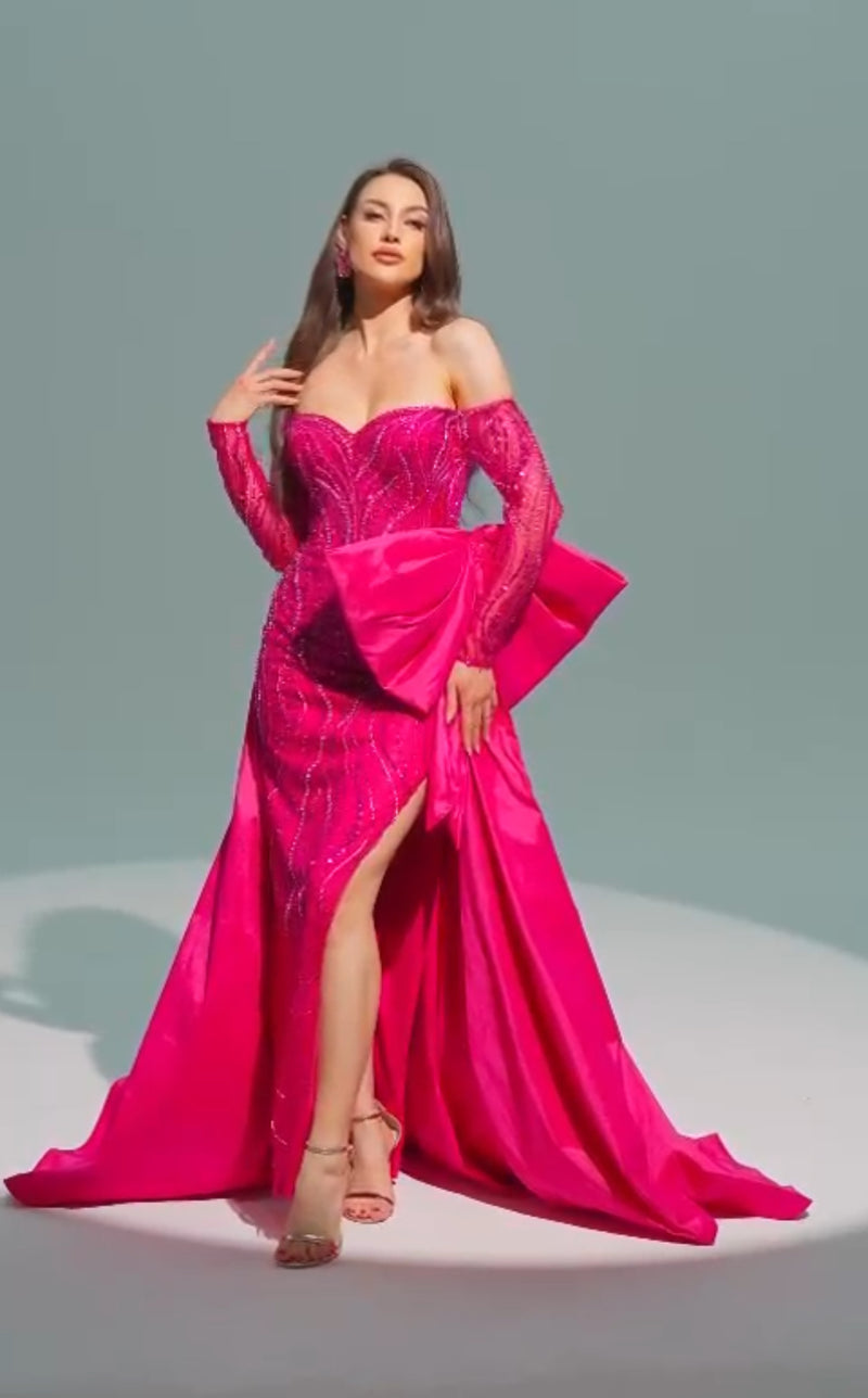 Lux Pink Statement Bow Gown (XS)