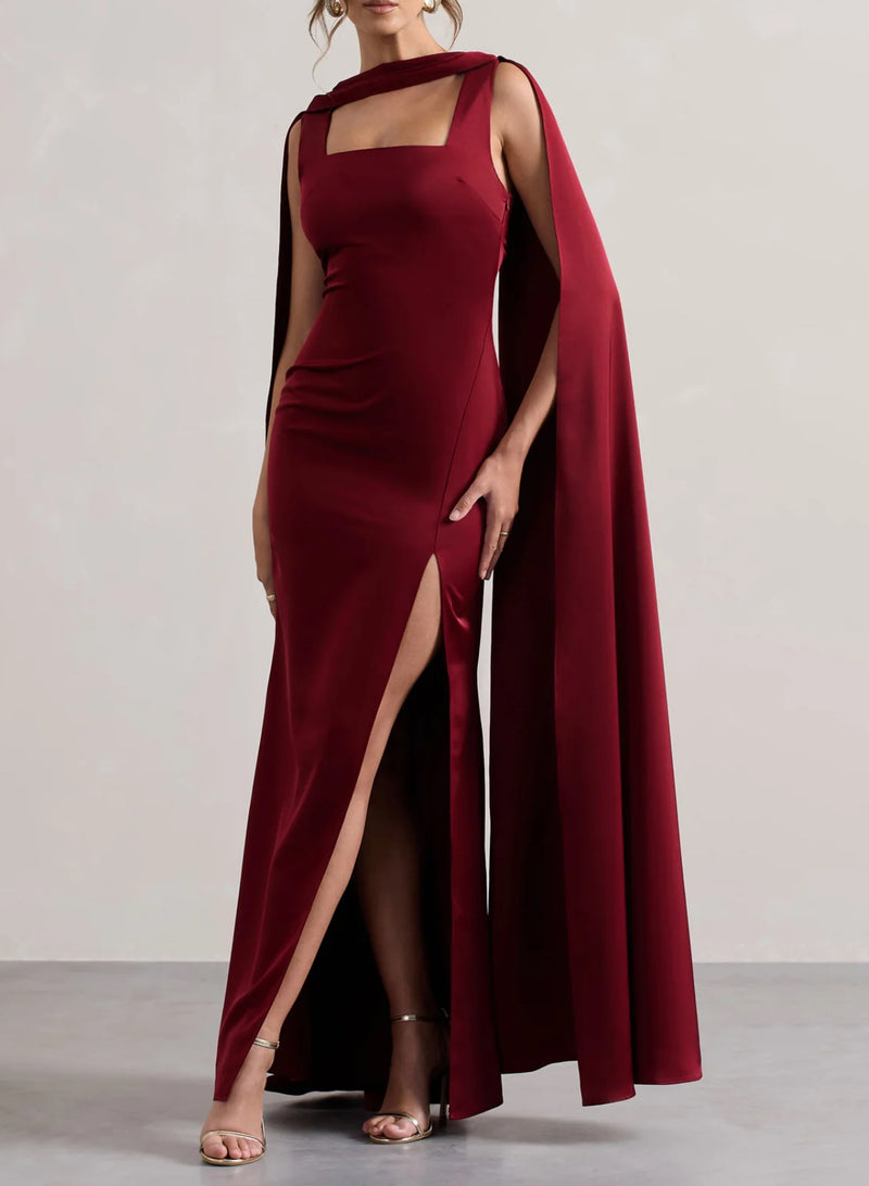 Red Satin Scarf Style Maxi (M)