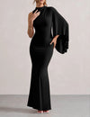 Black High Neck One Sleeve Plus Maxi (XL)