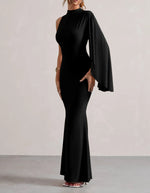 Black High Neck One Sleeve Plus Maxi (XL)