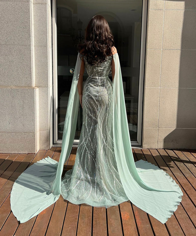 Marine Green Fairy Off Shoulder Maxi (L)