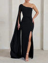 Black One Shoulder Twist Fitted Maxi (XXXL)