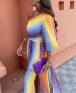 One Shoulder Multi Color Maxi (S)