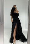 Black Chique Feather Maxi (S)