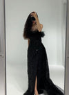 Black Chique Feather Maxi (S)