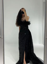 Black Chique Feather Maxi (S)