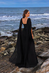 Black Flowy Sleeves Maxi Dress (S)