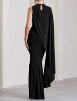 Black Flowy Cape Sleeve Maxi (XS)