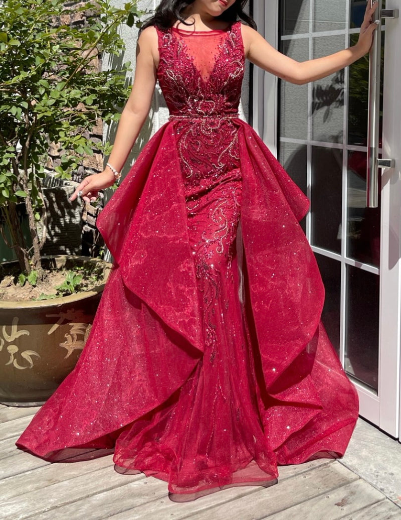 Red Layered Maxi Gown (XL)