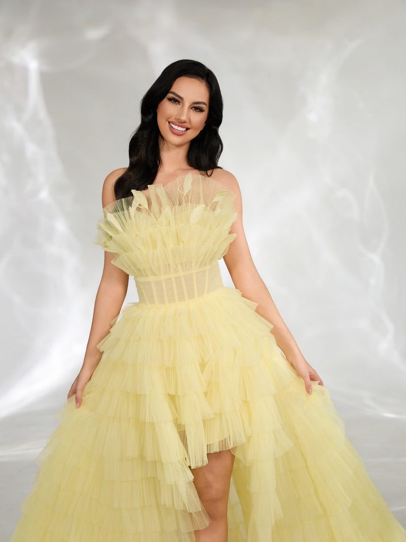 Yellow Sunflower Layered Gown (M)