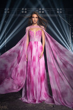 Lux Pink Gown with Cape (M)