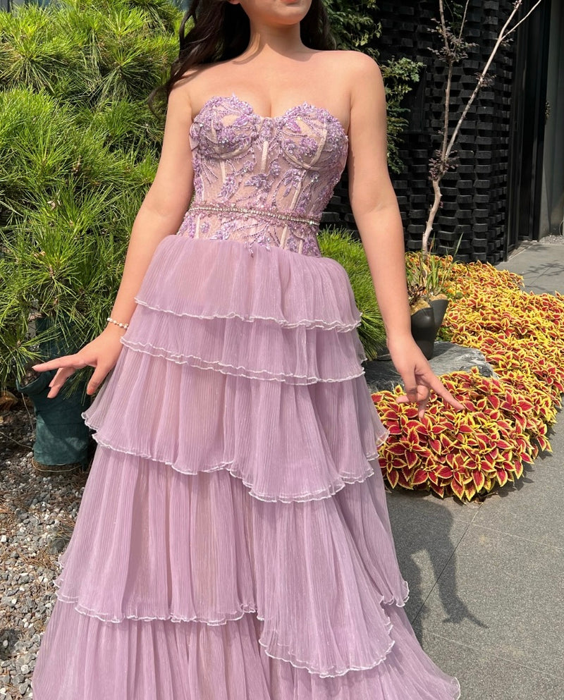 Pink Ruffle Lyla Gown (S)