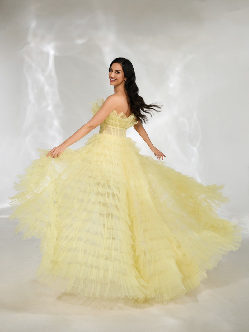 Yellow Sunflower Layered Gown (M)