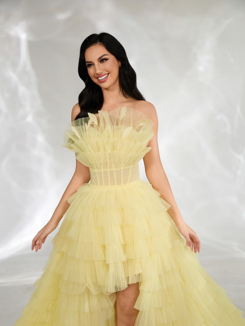 Yellow Sunflower Layered Gown (M)