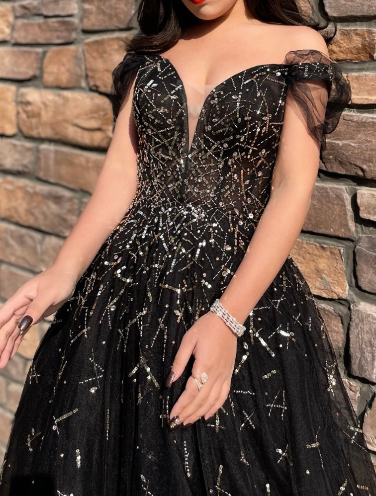 Black Off Shoulder Gown Plus (XXL)