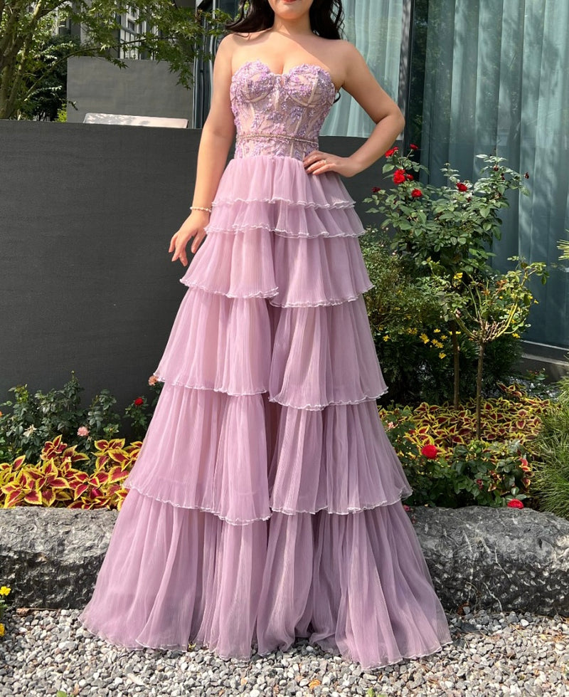 Pink Ruffle Lyla Gown (S)