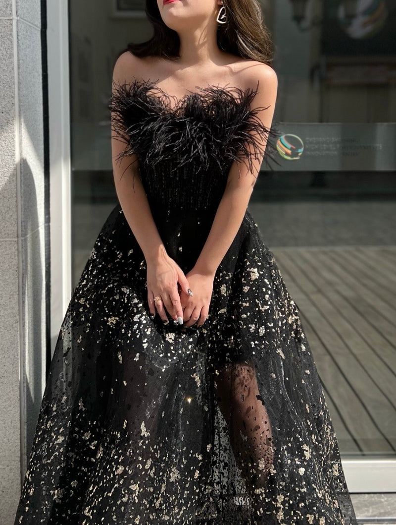 Plus Black Feather Lux Gown (XL)