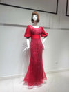 Red Puff Sleeves Gown (L)