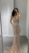 Light Brown Silver Shine Evening Gown (M)
