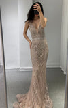 Light Brown Silver Shine Evening Gown (M)