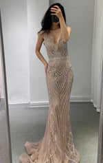 Light Brown Silver Shine Evening Gown (M)