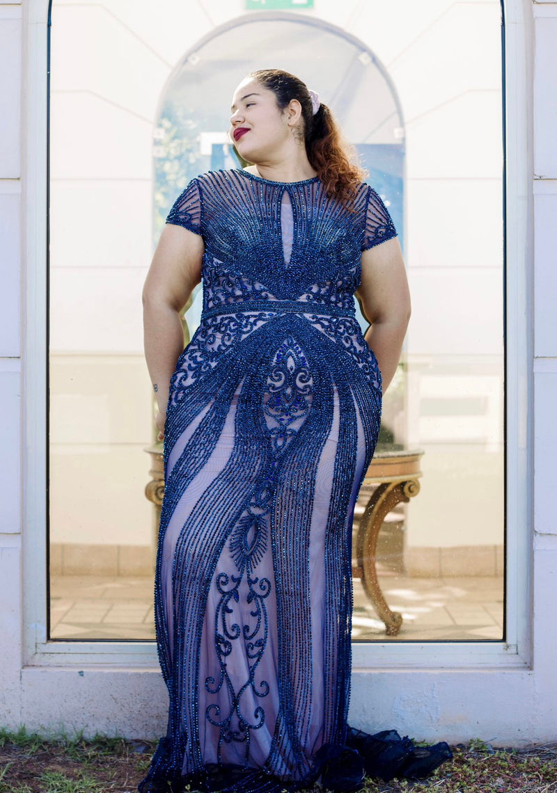 Dark Blue Sparkles Maxi Gown (XL)
