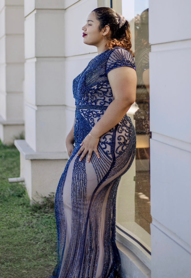 Dark Blue Sparkles Maxi Gown (XL)