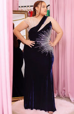 Plus Velvet Embroidered Gown (XL)