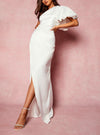 Vestido One Shoulder Puff Sleeve White (S)